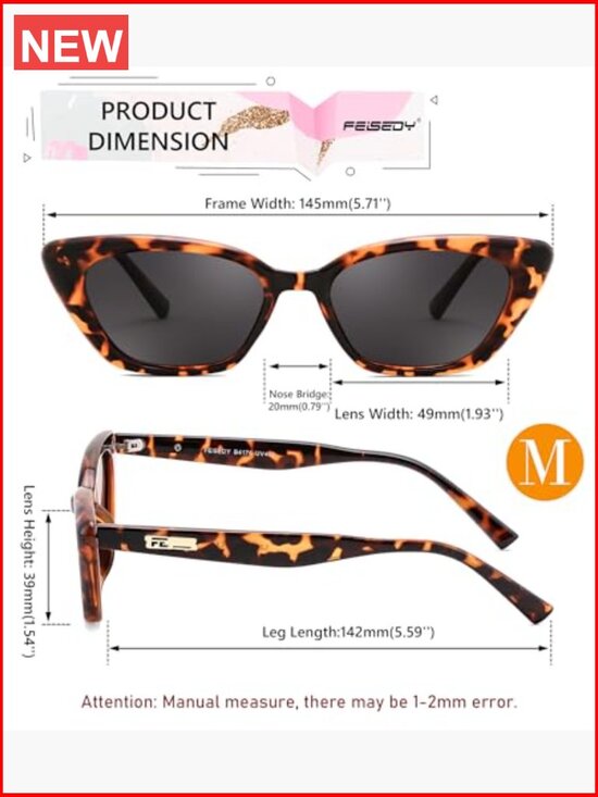 Polarized Cateye Sunglasses Retro Rectangle UV Protection Plastic Frame main image 5